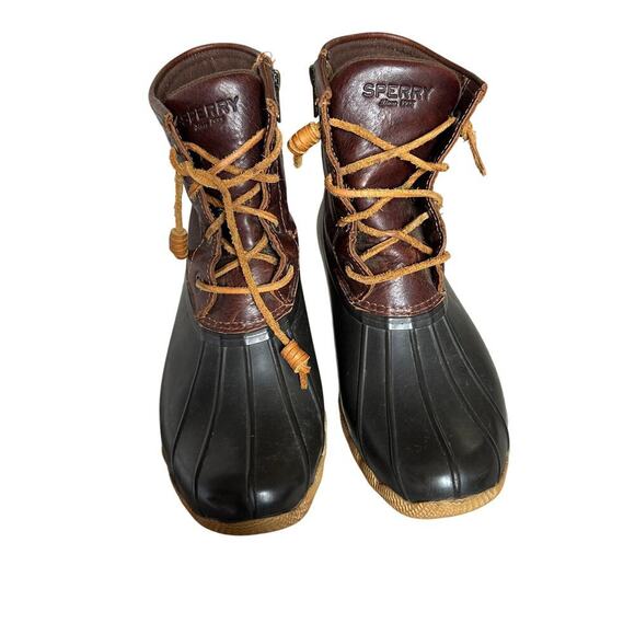 Sperry Women Size 8 Brown and Black Saltwater Hunting Outdoor Duck Rain Boots - Picture 4 of 11